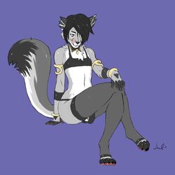 anthro balls clothed clothing crossdressing feline flaccid girly humanoid_penis julicat legwear licking licking_lips looking_at_viewer male mammal nipple_bulge nipples panties penis sitting solo stockings tongue tongue_out uncut underwear