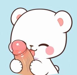 1boy 1girls 2d :3 adorable blush blush_stickers cute duo female genitals handjob hug human human_male humanoid living_plushie male male/female male_pov mammal milk_(milkmochabear) milkmochabear plushie plushophilia pov sex tagme teddy_bear ursid white_body