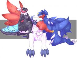 1boy 2girls absol anthro areolae ass black_sclera black_skin blue_skin breasts canine claws closed_eyes dragon erection fangs feet female fingering fluffyblarg garchomp group group_sex hair_over_one_eye holding humanoid_penis insect kneeling large_ass large_breasts male masturbation nintendo nipple_sucking nipples nude open_mouth paws penis pokémon_(species) pokemon pokemon_(species) pokemon_bw pokemon_dppt pokemon_rse red_eyes red_skin scalie sitting smile straight testicles thick_thighs threesome vaginal_penetration video_games volcarona white_fur white_hair wings yellow_eyes