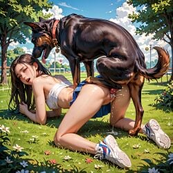 ai_generated asian_female doggy_style feral knot public zoophilia