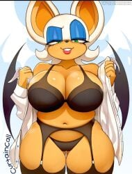 1girls anthro ass_visible_through_thighs big_breasts bra furry garter_straps krokobyaka panties rouge_the_bat skindentation solo sonic_(series) sonic_the_hedgehog_(series) thick_thighs underwear