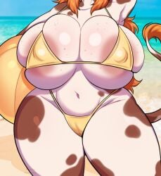 big_breasts bikini breasts cleavage female furry huge_breasts kiwipotato tagme thick_thighs wide_hips