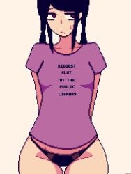 1girls artist_request embarrassed light-skinned_female t-shirt tagme