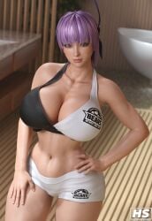 3d ass ayane_(doa) big_ass big_breasts breasts dead_or_alive hagiwara_studio looking_at_viewer purple_hair red_eyes slim_waist thick_thighs wide_hips