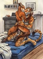 anal anthro canine feline fox kenket male mammal penis sex tiger yaoi