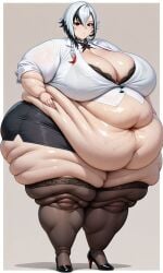 1female 1females 1girls ai_generated arlecchino_(genshin_impact) belly belly_button exposed_fat_belly fat fat_female fat_girl fat_woman female female_focus female_only genshin_impact hoyoverse mihoyo mihoyo_technology_(shanghai)_co._ltd. obese obese_female snezhnaya_girls solo solo_female solo_focus white_hair white_hair_female