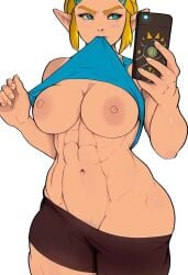 1girls abs ai_generated breasts_out cameltoe crop_top elf elf_ears elf_female female hylian large_breasts muscular muscular_female nintendo nipples pants_down princess_zelda pubic_hair selfie shirt_lift shorts sitting solo tagme teasing tekan4982 the the_legend_of_zelda the_legend_of_zelda:_breath_of_the_wild the_legend_of_zelda:_tears_of_the_kingdom thick_thighs zelda_(breath_of_the_wild) zelda_(tears_of_the_kingdom)