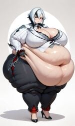 1female 1females 1girls ai_generated arlecchino_(genshin_impact) belly belly_button exposed_fat_belly fat fat_female fat_girl fat_woman female female_focus female_only genshin_impact hoyoverse mihoyo mihoyo_technology_(shanghai)_co._ltd. obese obese_female snezhnaya_girls solo solo_female solo_focus white_hair white_hair_female