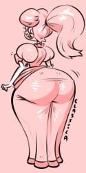 ass classica_p facing_away female huge_ass mario_(series) nintendo princess_peach sketch translucent_clothing