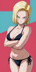 accurate_art_style ai_generated android android_18 android_girl anime anime_style beach beach_background beautiful big_ass big_breasts big_butt blonde_female blonde_hair blonde_hair curvy curvy_body curvy_female curvy_figure curvy_hips dragon_ball dragon_ball_z  female female female_only hips_grab laying laying_on_sand laying_on_side legs legs_together pixiv sexy sexy_pose thick_thighs touching_hip touching_leg touching_legs wide_hips ai_generated miyaji_ai miyaji_ai_(artist) tagme