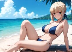 1girls 2d ai_generated artoria_pendragon athletic athletic_female beach big_ass big_breasts bikini bikini_bottom bikini_top blonde_hair breasts bun chest curvy curvy_figure cute cute_face detailed eyelashes eyeshadow fate/grand_order fate/stay_night fate/zero fate_(series) female female_only fit fit_female focus high_quality large_breasts legs light-skinned_female light_skin lips lipstic looking_at_viewer makeup mascara nero100 outdoors outside pale-skinned_female pale_skin perky_breasts posing saber seductive seductive_look sitting skinny skinny_girl stable_diffusion tagme thighs thin_female thin_waist