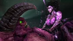 1boy 1girls 2017 3d absurdres animated baron_of_hell_(doom) big_breasts bouncing_breasts breasts brown_hair claws cowgirl_position crossover demon doom green_eyes highres horns humanoid interspecies large_breasts lips long_hair monster_girl no_sound nude open_mouth purple_skin queen_of_blades sarah_kerrigan sex sitting_on_person source_filmmaker starcraft straight teeth thick_thighs twitchyanimation video