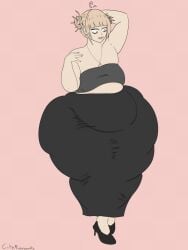1girls bottom_heavy cutemushroompie female female_only gigantic_hips himiko_toga huge_belly huge_hips human my_hero_academia overweight overweight_female solo solo_female standing tight_clothing weight_gain wide_hips