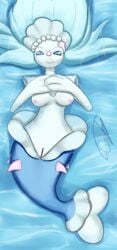 1girls 2016 areolae belly blue_body blue_eyes blue_fur blue_hair breasts censored female female_only furry gefauz hair hi_res long_hair looking_at_viewer lying mammal marine nintendo nipples nude on_back pink_nose pinniped pokemon pokemon_sm ponytail primarina pussy semi-anthro signature smile solo starfish tail text tied_hair video_games water white_fur white_skin wide_hips