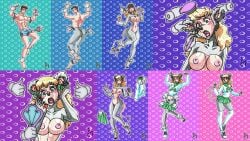 anthro ass ass_expansion big_breasts blonde_hair breast_expansion breasts cameltoe cheerleader cheerleader_outfit cheerleader_uniform disembodied_hands female floating_hands forced_transformation furry gender_transformation green_eyes hi_res highres hourglass_figure huge_breasts human_to_anthro kyo-domesticfucker makeup male male_to_female mitzi_mozzarella mouse mouse_girl mtf_transformation murid nude painting painting_body panties pussy rodent sharp_claws showbiz_pizza_place skirt sweater tf the_rock-afire_explosion thick_thighs transformation transformation_sequence
