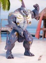 abs alvintanubis anthro apple_inc. arm_scar balls barazoku beach biceps big_penis black_sclera blue_balls blue_body blue_penis blue_scales blue_sky bodily_fluids cellphone cheek_scar chest_markings chest_scar chiefkaine_(modeler) claws cum day dylan_(alvintanubis) elbow_fin electronics eye_scar facial_scar fin fin_scar finger_claws fish flexing flexing_bicep front_view genital_fluids genital_piercing genitals gills glans gold_markings green_eyes grin hi_res hirunet holding_own_penis holding_penis humanoid_genitalia humanoid_penis iphone jewelry leaking_cum leg_markings male marine markings multicolored_body multicolored_scales muscular muscular_male navel necklace nipple_piercing nipple_ring nipples notched_fin nude outside palm_tree pecs penis penis_piercing phone piercing plant prince_albert_piercing ring_piercing scales scar sea shack shark sky smartphone smile solo standing tail teeth thigh_markings tree two_tone_body two_tone_scales vein veiny_muscles veiny_penis water white_body white_scales
