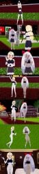 3d bedroom bottomless bottomless_female breasts charlie_morningstar charlie_morningstar_(hazbin_hotel) embarrassed female flat_chest hazbin_hotel jogging koikatsu no_dialogue outdoors park pussy retropunch shorts sports_bra sportswear vaggie vaggie_(hazbin_hotel) white_hair white_skin