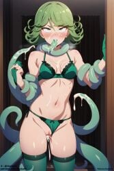 ai_generated asckarit green_lingerie lingerie one-punch_man one_punch_man tatsumaki tentacle tentacle_sex