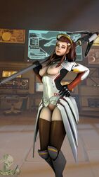 3d brigitte brigitte_lindholm cosplay costume_switch mercy mercy_(cosplay) mrbonessfm overwatch overwatch_2 source_filmmaker vagina