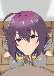 1boy 1girls :>= ahoge big_breasts big_penis blush breasts color color_edit detailed_background drooling eyelashes fellatio female heart human indoor inside koshi_anko kurotama long_hair looking_at_viewer male male_pov my_deer_friend_nokotan oral oral_sex penis pov redraw room saliva school_uniform shikanoko_nokonoko_koshitantan shiny shiny_skin skirt squatting student sweat third-party_edit tongue_out vein veins veiny veiny_penis