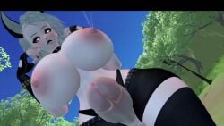 1futa 3d areolae armwear big_breasts close-up from_below futanari helluva_boss human_loona intersex lactating lactation looking_at_viewer loona_(helluva_boss) midriff shorts sloppydragons solo squirting_milk tagme talking_to_viewer thighhighs throbbing_penis topless video vrchat