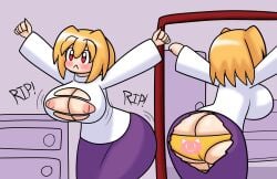 :< accidental_exposure arcueid_brunestud ass_cleavage blonde_hair breasts bubble_butt butt_crack cute_panties embarrassed female flustered furniture huge_ass huge_breasts large_breasts melty_blood mirror mirror_reflection nipples nipples_visible_through_clothing no_bra panties purple_skirt red_eyes ripped_clothing ripped_skirt ripped_sweater ripping_clothing skirt stretching sweater tearing_clothes tearing_clothing tearing_open_bottoms tearing_open_top torn_open_bottoms torn_open_top tsukihime wardrobe_malfunction wide_hips yoshister