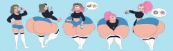ass ass_bigger_than_head ass_expansion belly_button blush_lines booty booty_shorts brawl_stars breast_expansion butt_expansion comic crop_top drinking elpiromanias fat_ass fat_butt gender_transformation grey_hair growing hips huge_ass janet_(brawl_stars) kneehighs male_to_female navel pink_hair ponytail progression tagme thick_ass thick_eyebrows thick_thighs thicker_than_a_bowl_of_oatmeal transformation wide_hips