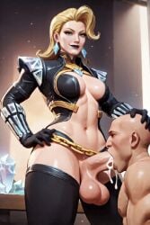 1boy1futa 1futa1boy ai_assisted ai_generated alternate_costume bald_male black_lipstick blonde_hair blowjob cum cum_in_mouth cum_leaking cum_overflow deepthroat dickgirl dickgirl/male emma_frost emma_frost_(marvel_rivals) emma_frost_(x-revolution) face_fucking futa_is_bigger futa_on_male futa_penetrating_male futadom futanari gigantic_penis gigantic_testicles hand_on_another's_head hand_on_head inner_sideboob intersex irrumatio large_penis light-skinned_futanari light-skinned_male lipstick male malesub marvel marvel_rivals midriff navel oral stable_diffusion throat_fuck video_games wan2.1