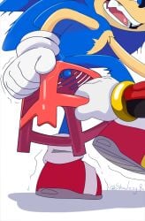 2boys absurd_res anthro balls black_body black_fur blue_body blue_fur clothing digital_media_(artwork) duo eulipotyphlan footwear fur furniture genitals gloves hair handwear hedgehog hi_res humor male male_only mammal mostly_offscreen_character open_mouth pain sega shadow_the_hedgehog shadzzy shoes sonic_(series) sonic_the_hedgehog sonic_the_hedgehog_(series) stool stuck stuck_balls stuck_genitals tail teeth