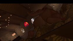 2girls 3d big_breasts blue_body bottomless canid dialogue female from_behind furry horns huge_ass kobold lucario lying lying_on_stomach piko_(simplifypm) pokemon pokemon_(species) scalie shaking_butt side_view sloppydragons sound tagme tail video vrchat