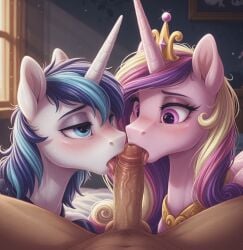 ai_generated alicorn bedroom bedroom_background bedroom_setting bedroom_sex bisexual blushing_male canon_couple civitai coloredbin.ai coloredbin_ai crown cyan_hair drool equine fellatio fellatio_from_feral fellatio_pov female female_feral front_view front_view_focus gold_crown golden_crown hooves horn horse_boy horse_ears horse_girl horse_tail horsegirl human human_male human_on_feral indoor_sex indoors licking licking_cock licking_dick licking_penis licking_tip long_cock long_dick long_hair long_penis looking_at_cock looking_at_dick looking_at_penis looking_down male male/female male/male male_focus male_on_female male_on_feral male_on_human male_pov my_little_pony oral oral_sex penis pink_body pink_eyes pink_fur pink_hair pony pov saliva shining_armor_(mlp) tail thick_cock thick_dick thick_penis tongue tongue_out two_tone_hair unicorn white_fur wings_on_back