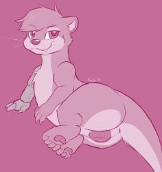 2024 anatomically_correct animal_genitalia anus eyebrows fangs female genitals hi_res kerilyn looking_at_viewer mammal mechanical_arm mustelid mustelid_pussy otter paws protruding_teeth raised_eyebrow river_(kerilyn) river_otter smile smiling_at_viewer smirk smirking_at_viewer solo solo_focus tail tail_anus teeth thick_tail wide_hips