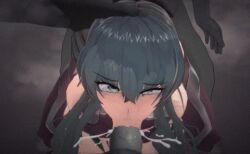 1girls 2boys 3d_animation :>= animated arms_behind_back artist_request asagi_igawa ass big_penis blowjob bodysuit bondage cum cum_in_mouth cum_inside deepthroat face_fucking fellatio female grey-skinned_male grey_skin hand_on_another's_head hentai_series huge_breasts igawa_asagi interspecies irrumatio koikatsu long_hair male mmf_threesome monster no_sound oral oral_sex orc_male orc_on_human orced orcs rape raped_by_monster rope rope_bondage spitroast standing standing_sex standing_spitroast tagme taimanin_asagi taimanin_suit threesome torn_bodysuit torn_clothes video