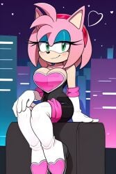 ai_generated amy_rose amy_the_bat big_breasts female rouge_the_bat_(cosplay) seductive_look