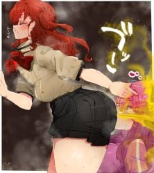 2girls ass ass_focus blushing bocchi_the_rock! enjoying_farts face_in_ass fart fart_fetish farting farting_in_face female fully_clothed gotou_hitori kita_ikuyo komaliss08 looking_pleasured musk steam thick_thighs yuri