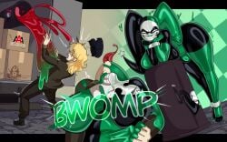 batman:_the_animated_series batman_(series) big_ass big_gloves bimbo bimbo_body bimbofication bodysuit bulge clown clown_girl clown_makeup clownification corruption diceyboi drone droneification evil_grin futa_transformation futanari futanari_transformation grin harley_quinn harley_quinn_(classic) huge_breasts identity_death intersex latex latex_corruption latex_suit latex_transformation liquid_latex living_latex mind_break mind_control personality_change quinnification rubber rubber_creature rubber_gloves rubber_suit rubber_transformation shiny_skin slime text thick_thighs transformation