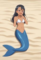 1girls ai_generated beach bikini_top breasts female fish_girl mermaid mermaid_tail monster_girl nagatoro_hayase navel pinup please_don't_bully_me,_nagatoro poptoonz scales small_breasts solo