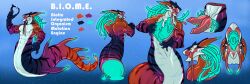 anthro character_sheet diphallia diphallism dragon fins fish furry glowing glowing_genitalia goo_creature horn male male_only markings mawshot muscles muscular muscular_male reptile slime solo solo_focus solo_male stripes tail trencalos
