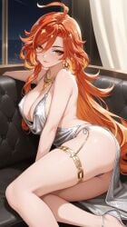 1girls ai_generated alluring ankles ass azur_lane background backless_outfit bangs bare_arms bare_legs bare_shoulders big_breasts breasts cleavage commentary_request cosplay couch dress earrings elegant eyeshadow female female_focus female_only genshin_impact hair hair_between_eyes high_heels hoyoverse indoors inside large_breasts legs lia_the_busty_redhead lipstick long_eyelashes long_hair looking_at_viewer makeup mature mature_female mavuika_(genshin_impact) necklace no_bra orange_eyes orange_hair panties pantyshot pose posing presenting_hindquarters seductive seductive_look seductive_pose seductive_smile self_upload sexy sexy_pose sideboob sitting skimpy skimpy_clothes smile smiling_at_viewer solo solo_female solo_focus st._louis_(luxurious_wheels)_(azur_lane)_(cosplay) suggestive suggestive_look suggestive_pose tagme thighlet thighs wavy_hair