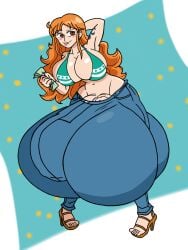 1futa balls balls_bigger_than_head balls_bigger_than_penis balls_bigger_than_torso balls_bulge balls_full_of_cum balls_full_of_semen ballsack bikini_top bulge bulge_through_clothing clothing curves fat_balls female flaccid flaccid_penis futa_only futanari gigantic_balls gigantic_penis gigantic_testicles huge_balls huge_breasts huge_cock hyper_balls hyper_bulge hyper_genitalia hyper_penis hyper_testicles intersex jeans massive_balls money nami_(one_piece) one_piece orange_hair penis_bigger_than_torso penis_bulge pose solo_futa testicles untold_glitch