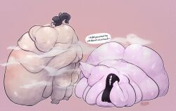 2girls ass bbw black_hair clair_(cooooookin) cooooookin fat fat_female fat_fetish female female_only flat_ass ghost ghost_girl glasses himani multiple_girls obese_female ssbbw weight_gain yuri