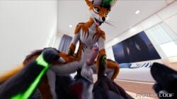 16:9 3d_(artwork) 4k absurd_res anthro balls black_bars blender_(artwork) blender_cycles bodily_fluids canid canine cum cum_drip cum_in_ass cum_inside cum_on_chest cum_on_penis digital_media_(artwork) dripping duo ejaculation eye_contact faronfloof faronfloof(character) genital_fluids genitals helltouchedfox hi_res knot knotted_penis letterbox looking_at_another lying_on_ground male male/male mammal on_ground penetration penile penile_penetration penis rexouium vrchat_model watermark widescreen