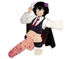 1boy ass balls belly belly_button big_balls character_request dick dickgirl feminine_male futanari gender_request huge_cock hung hung_trap intersex large_penis light_skin lipstick lipstick_mark lipstick_mark_on_penis lipstick_on_penis male massive_penis mostly_clothed penis penis_out powmato short_hair tagme thick_penis trap tummy veiny_penis