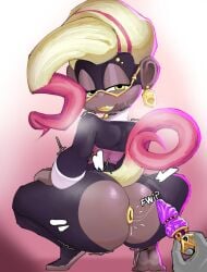 1boy 1girls alternate_version_available anon ass ass_focus black_fur blonde_hair blonde_tail buttplug buttplug_pull_out dark_fur disembodied_hand donkey_kong_(series) donkey_kong_bananza ear_piercing earrings fat_ass female lipstick looking_at_viewer looking_back looking_back_at_viewer male monkey monkey_girl monkiebrained multicolored_hair nintendo pierced_ears piercing piercings pink_hair pink_tail pink_tail_tip pulling_out shaking shivering squatting squatting_position thick_thighs thighs two_tone_hair voidco_female wink winking_at_viewer yellow_anus yellow_lips yellow_lipstick