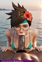 1boy 1girls abs ai_generated azataai big_cock bikini bikini_top black_pubic_hair blowjob blowjob_face breasts brown_eyes brown_hair cock_worship collar dark-skinned_male dark_penis dark_skin ear_piercing female flower_in_hair glasses green_bikini green_bikini_top green_hairband green_nail_polish green_nails hairy hand_on_thigh headband huge_cock human human_female interracial lena_oxton light-skinned_female light_skin looking_up male male/female medium_breasts mole overwatch pale-skinned_female penis pov pov_crotch pov_eye_contact pov_male pubes pubic_hair pubic_tuft round_ass round_glasses size_difference smaller_female tanlines tracer