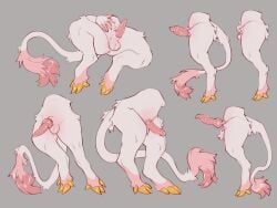 4:3 absinthe_(thesphur) anthro equid equine fur genitals hi_res hooves horn kitsiyo knot knotted_penis long_tail male mammal mythological_creature mythological_equine mythology penis pink_body pink_fur solo tail unicorn