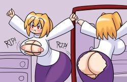 :< accidental_exposure arcueid_brunestud ass ass_cleavage bare_ass blonde_hair breasts bubble_butt butt_crack embarrassed female flustered furniture huge_ass huge_breasts large_ass large_breasts melty_blood mirror mirror_reflection nipples nipples_visible_through_clothing no_bra no_panties purple_skirt red_eyes ripped_clothing ripped_skirt ripped_sweater ripping_clothing skirt stretching sweater tearing_clothes tearing_clothing tearing_open_bottoms tearing_open_top torn_open_bottoms torn_open_top tsukihime wardrobe_malfunction wide_hips yoshister