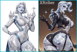 ai_generated blonde_female blonde_hair blue_eyes bubble_butt diamond diamond_(gem) diamond_form emma_frost emma_frost_(marvel_rivals) emma_frost_(x-revolution) large_breasts marvel marvel_comics marvel_rivals thick_thighs white_queen x-men xftriber