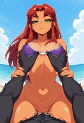 2025 ai_generated anthro anthro_on_female anthro_on_human bigtub7775 black_fur female interspecies starfire straight tagme werewolf