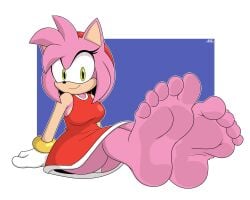 absurd_res amy_rose anthro bare_legs barefoot bracelet burtreexsega clothed clothing dress eulipotyphlan eyelashes feet foot_fetish foot_focus gloves green_eyes hairband handwear hedgehog hi_res5_toes legs mammal5:4 medium_hair no_shoes panties pink_body pink_hair red_dress sega sitting smile soles sonic_(series) sonic_the_hedgehog_(series) spiked_hair teen teen_girl teenage teenage_girl teenager toes white_panties